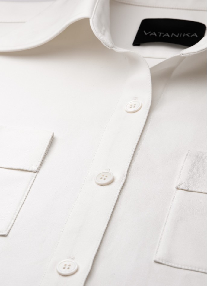 WHITE OVERSIZED COTTON SHIRT DRESS